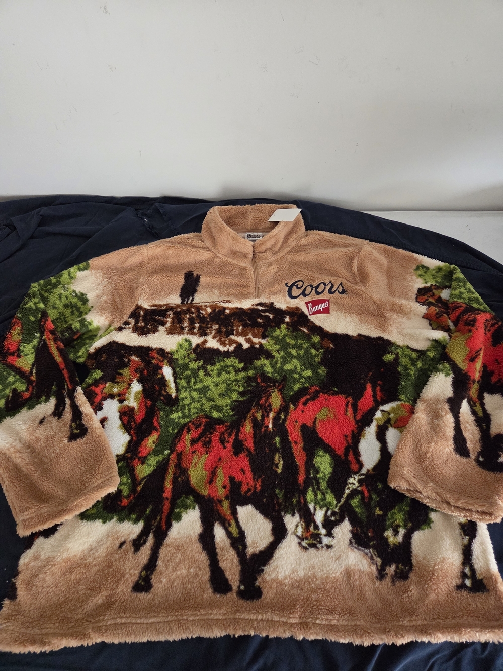 Coors Banquet Plush Ranch Graphic Rare Quarter Zip Pullover